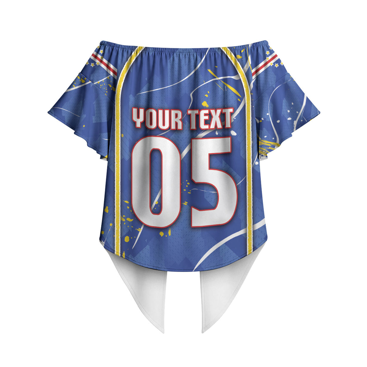 Custom Cape Verde Off Shoulder Wrap Waist Top Blue Shark National Flag
