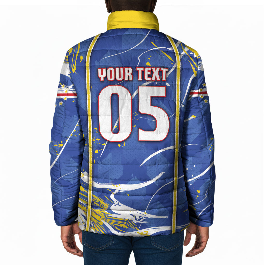 Custom Cape Verde Padded Jacket Blue Shark National Flag