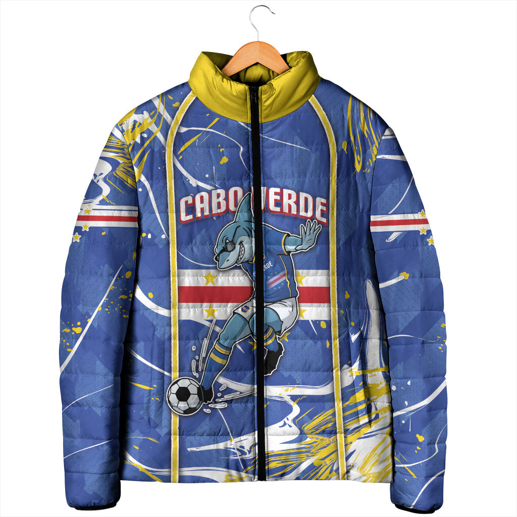 Custom Cape Verde Padded Jacket Blue Shark National Flag