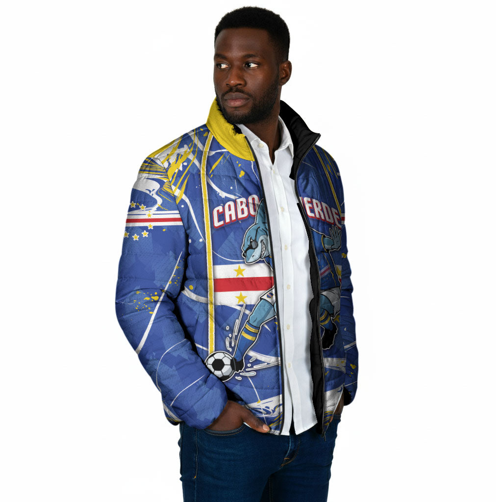 Custom Cape Verde Padded Jacket Blue Shark National Flag