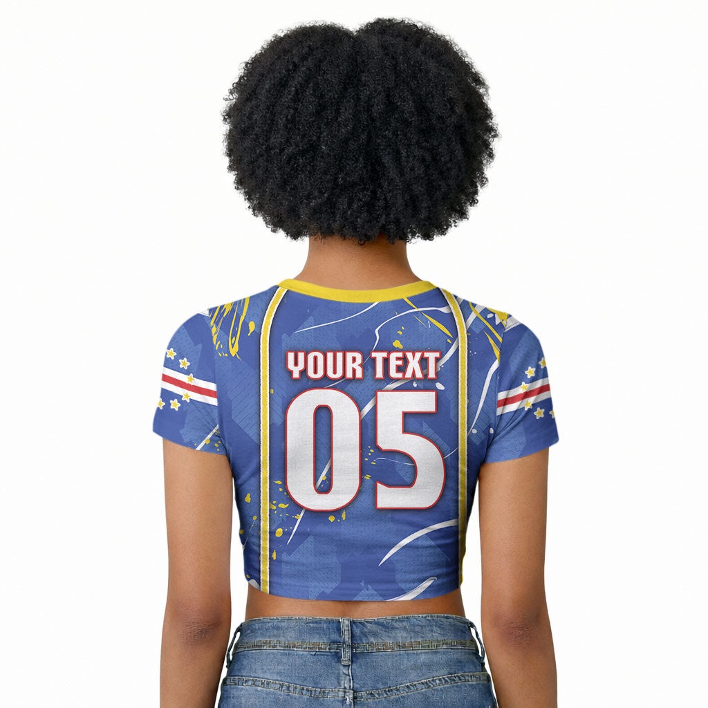 Custom Cape Verde Raglan Cropped T shirt Blue Shark National Flag