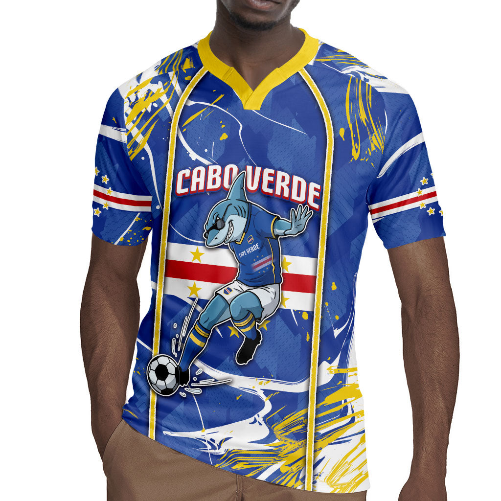 Custom Cape Verde Rugby Jersey Blue Shark National Flag