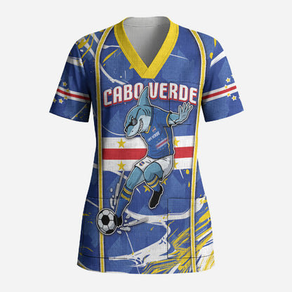 Custom Cape Verde Scrub Top Blue Shark National Flag