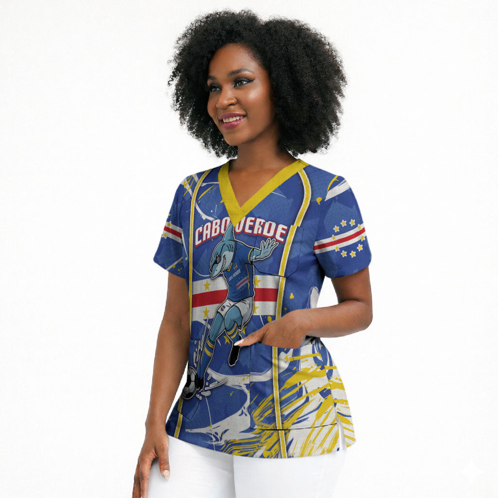 Custom Cape Verde Scrub Top Blue Shark National Flag