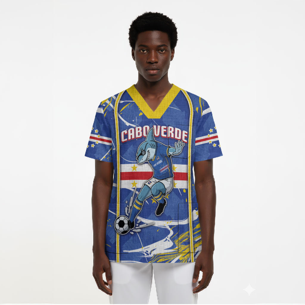 Custom Cape Verde Scrub Top Blue Shark National Flag