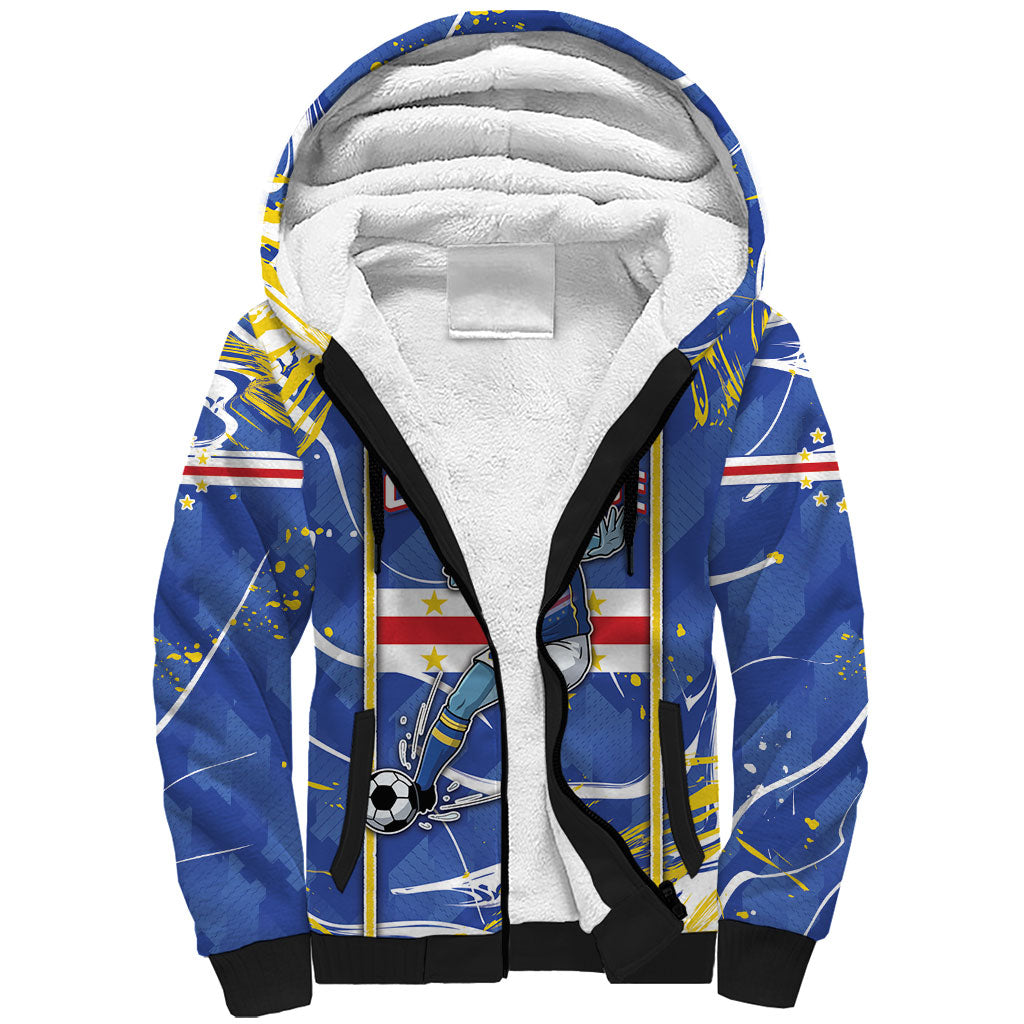 Custom Cape Verde Sherpa Hoodie Blue Shark National Flag