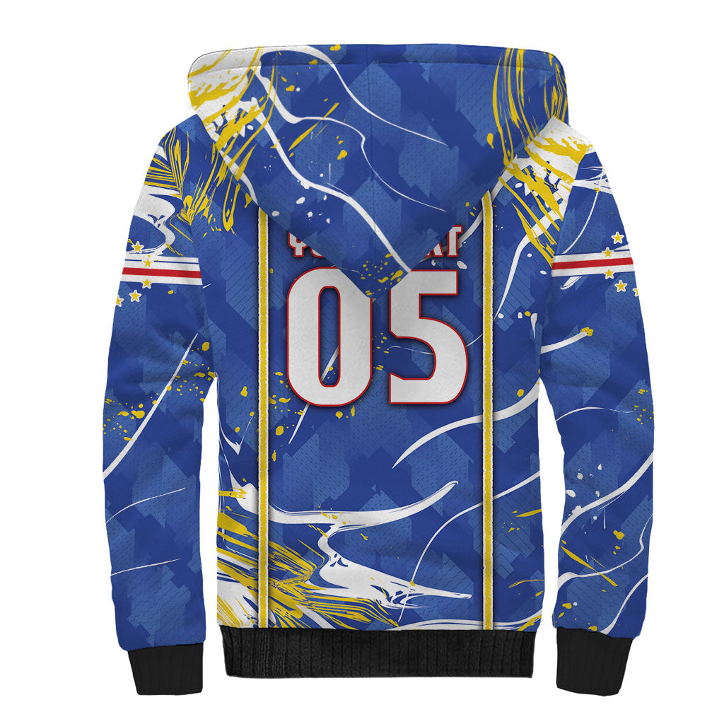 Custom Cape Verde Sherpa Hoodie Blue Shark National Flag