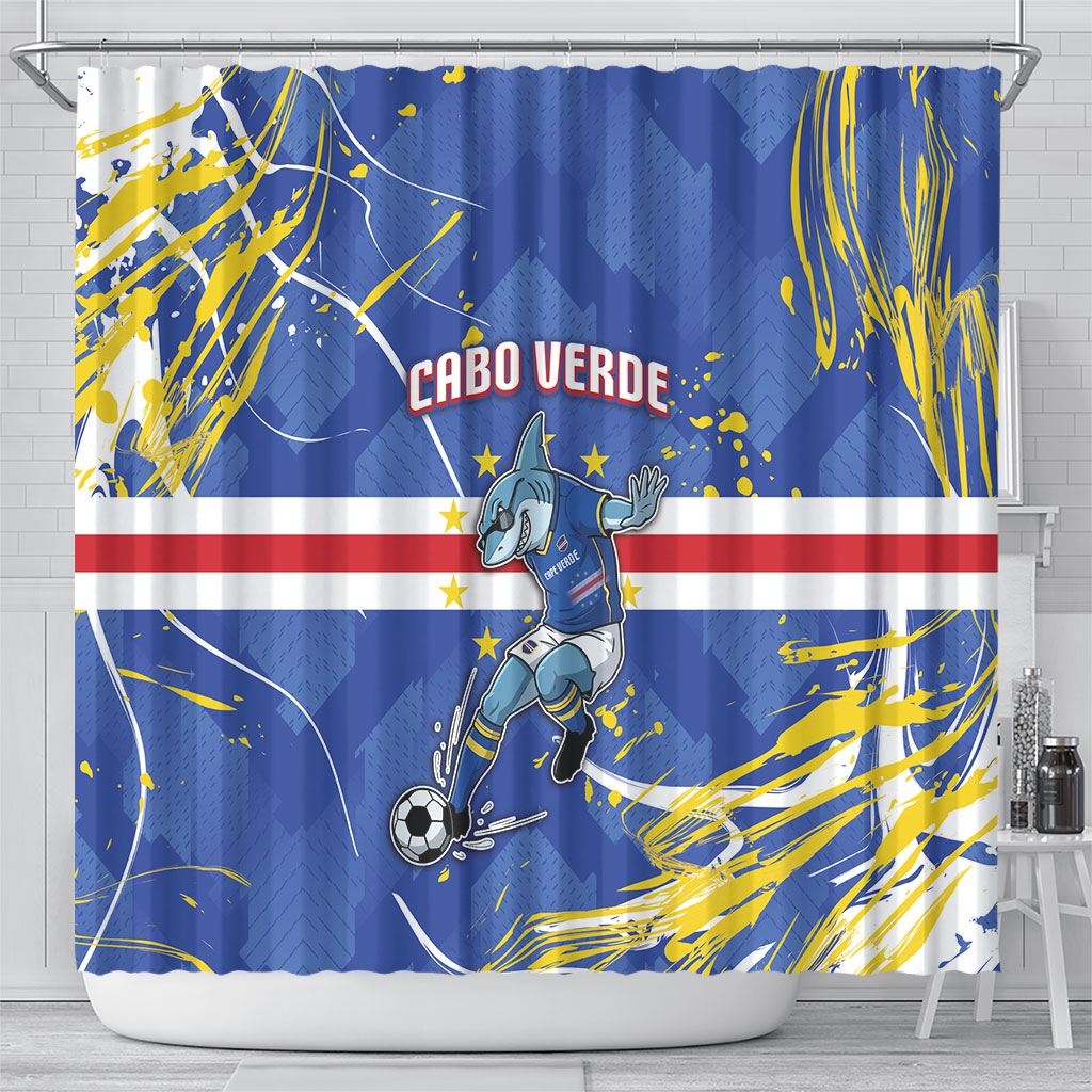 Cape Verde Shower Curtain Blue Shark National Flag