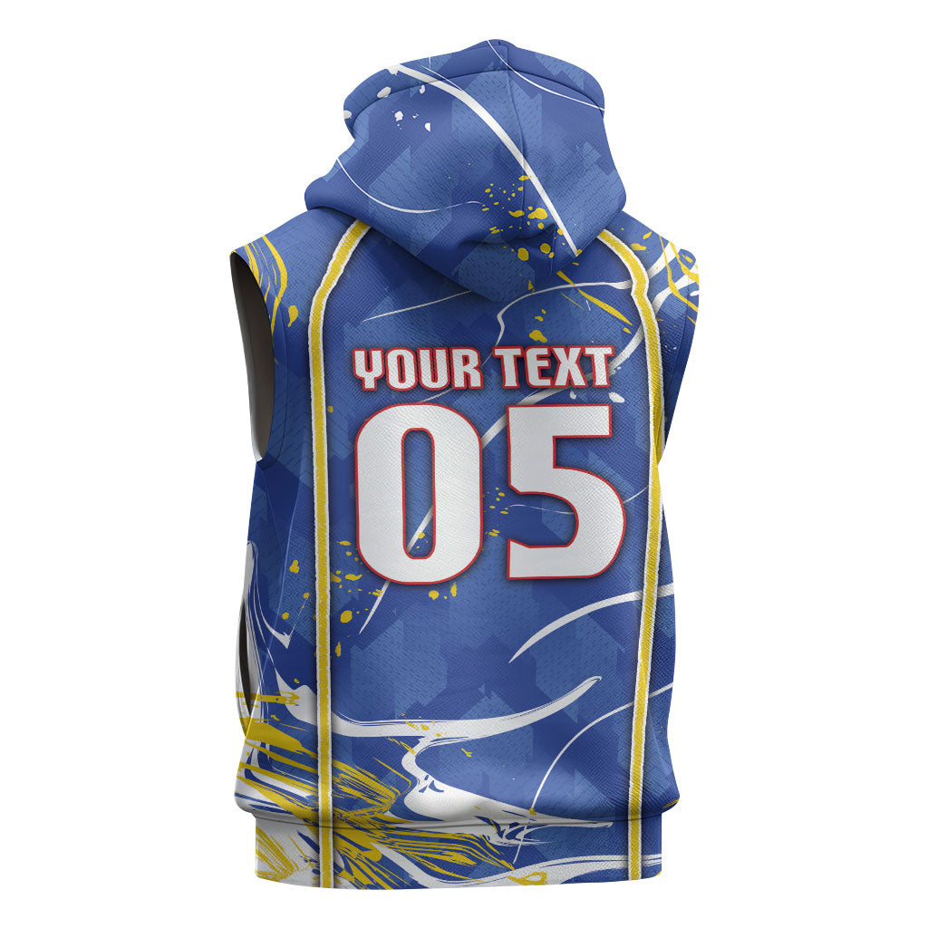 Custom Cape Verde Sleeveless Hoodie Blue Shark National Flag