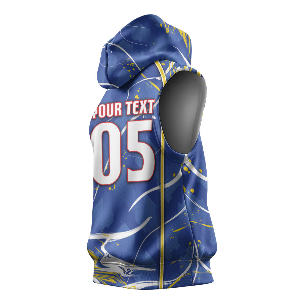 Custom Cape Verde Sleeveless Hoodie Blue Shark National Flag