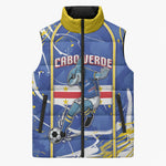 Custom Cape Verde Sleeveless Puffer Jacket Blue Shark National Flag