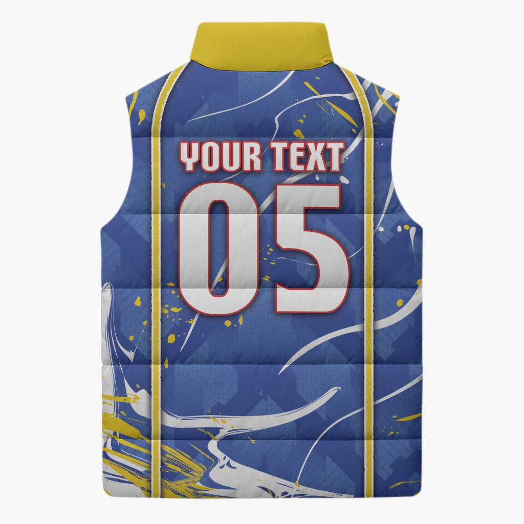 Custom Cape Verde Sleeveless Puffer Jacket Blue Shark National Flag