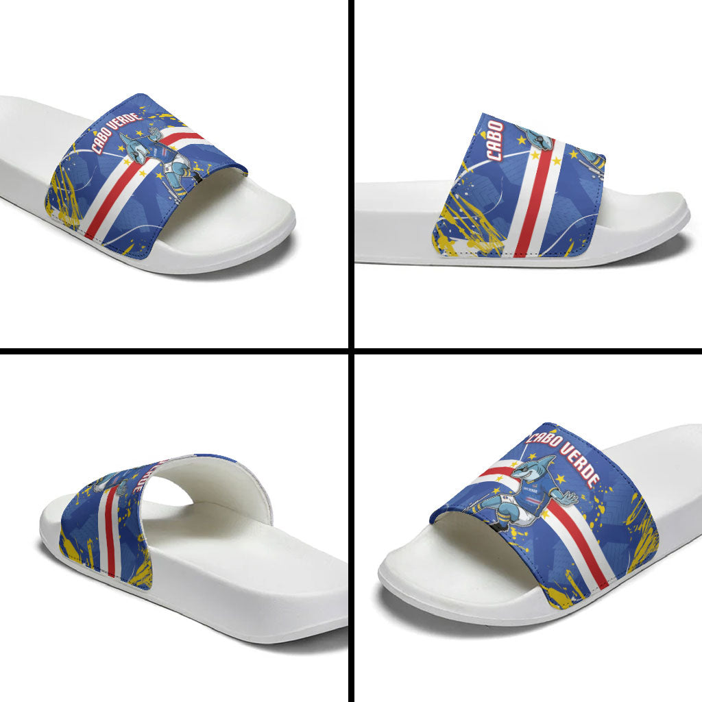 Cape Verde Slide Sandals Blue Shark National Flag