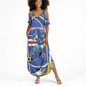 Custom Cape Verde Summer Maxi Dress Blue Shark National Flag