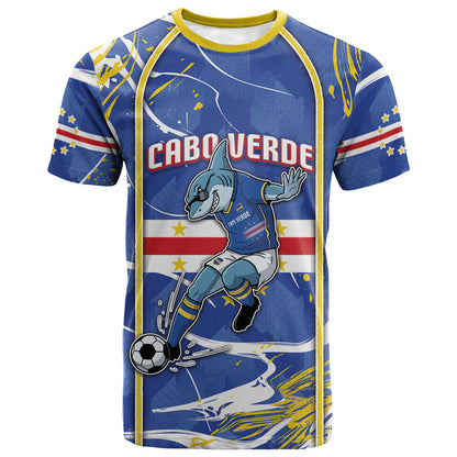 Custom Cape Verde T shirt Blue Shark National Flag