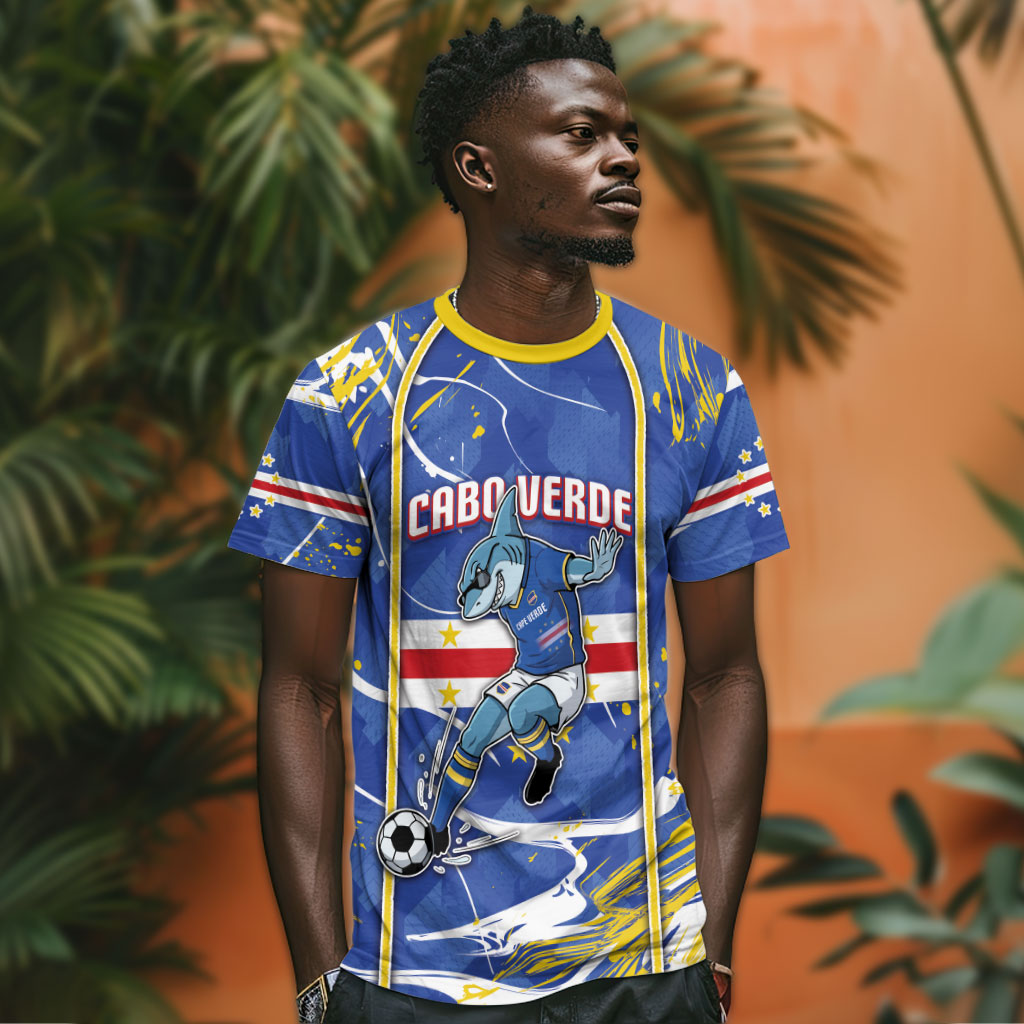 Custom Cape Verde T shirt Blue Shark National Flag