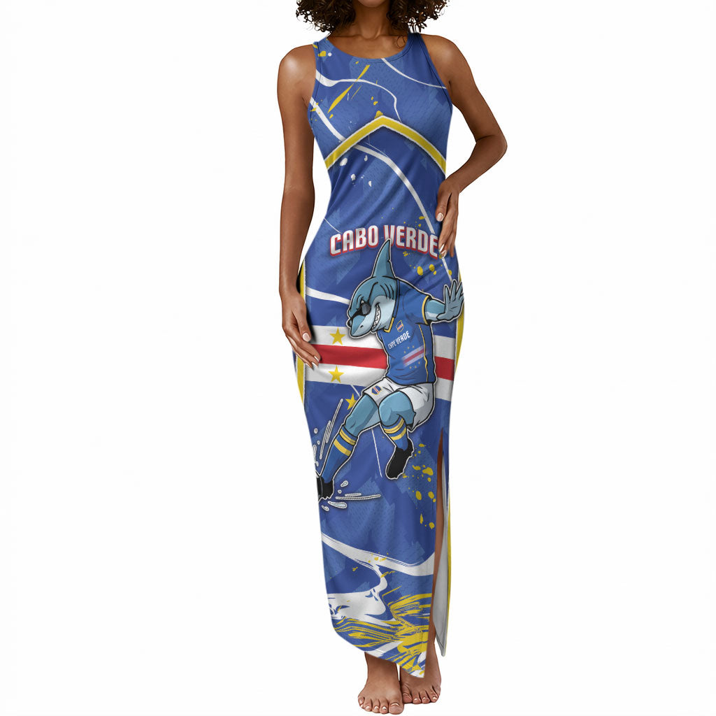 Custom Cape Verde Tank Maxi Dress Blue Shark National Flag