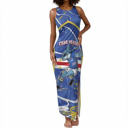 Custom Cape Verde Tank Maxi Dress Blue Shark National Flag
