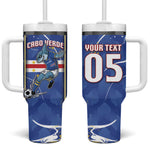Custom Cape Verde Tumbler With Handle Blue Shark National Flag