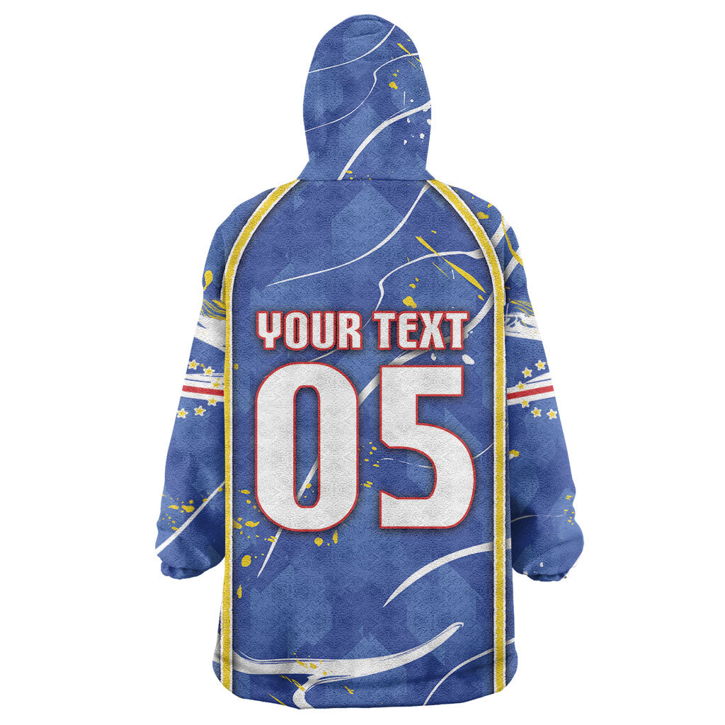 Custom Cape Verde Wearable Blanket Hoodie Blue Shark National Flag