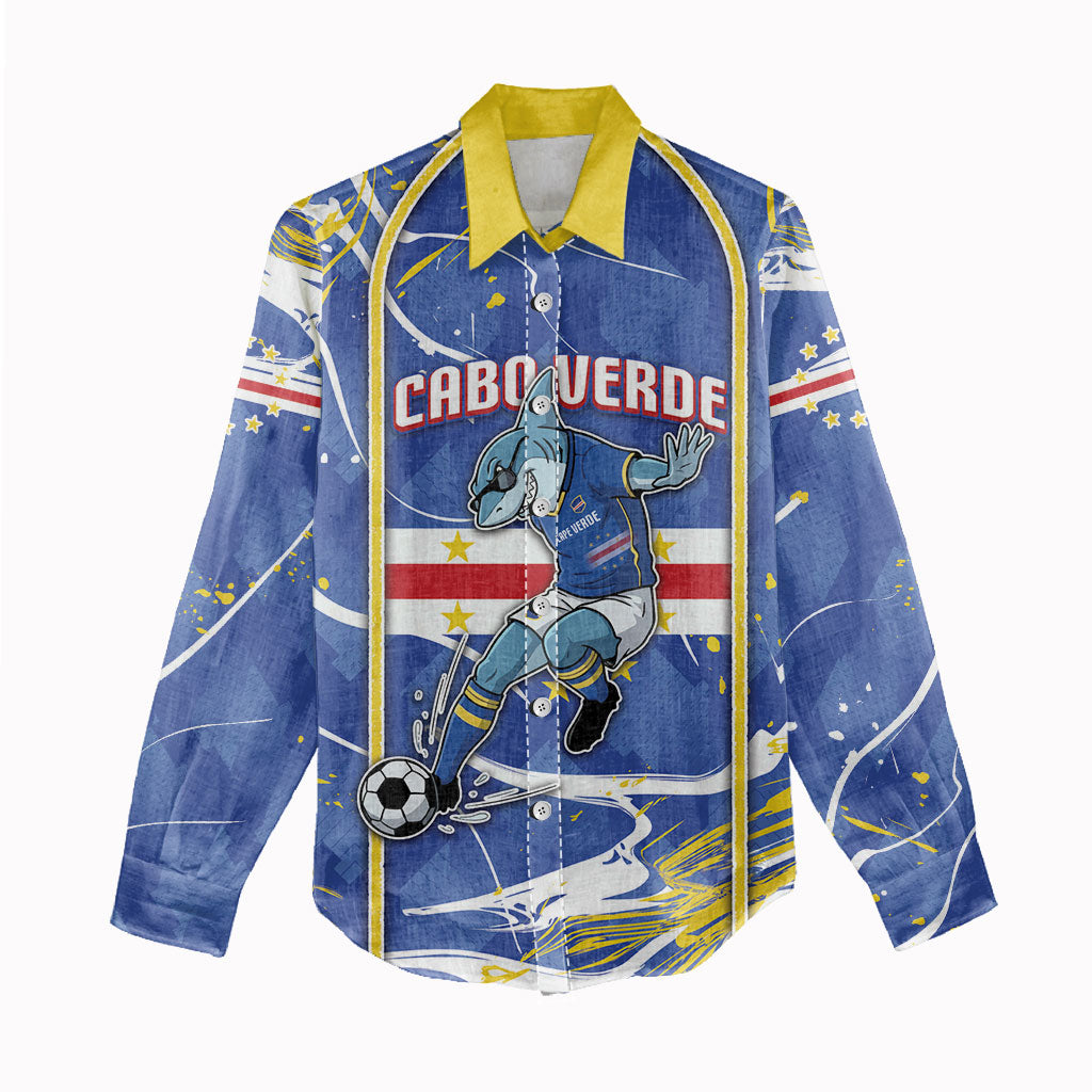 Custom Cape Verde Women Casual Shirt Blue Shark National Flag