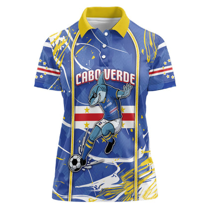 Custom Cape Verde Women Polo Shirt Blue Shark National Flag
