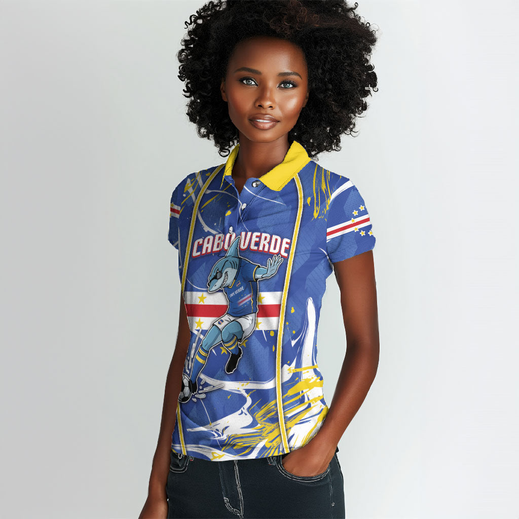 Custom Cape Verde Women Polo Shirt Blue Shark National Flag