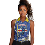 Custom Cape Verde Women Sleeveless Polo Shirt Blue Shark National Flag