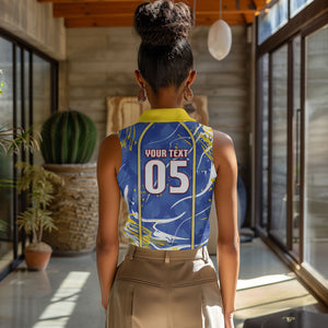 Custom Cape Verde Women Sleeveless Polo Shirt Blue Shark National Flag