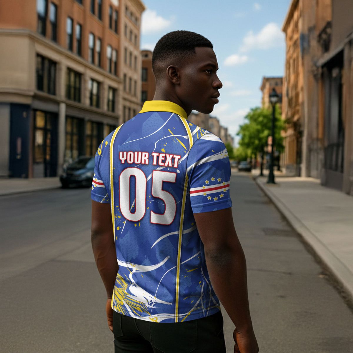 Custom Cape Verde Zipper Polo Shirt Blue Shark National Flag