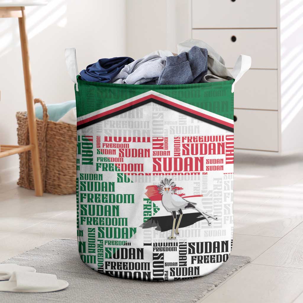 Sudan Laundry Basket Secretary Bird With Typography Patterns - African Pride