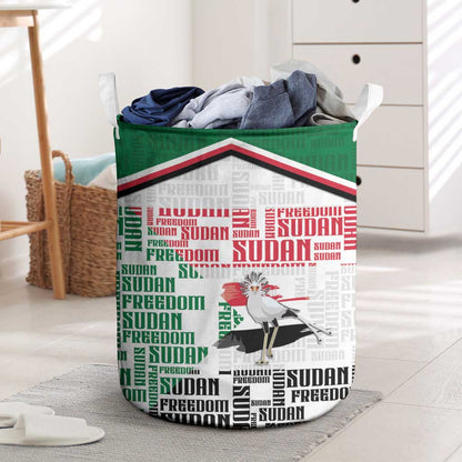 Sudan Laundry Basket Secretary Bird With Typography Patterns - African Pride