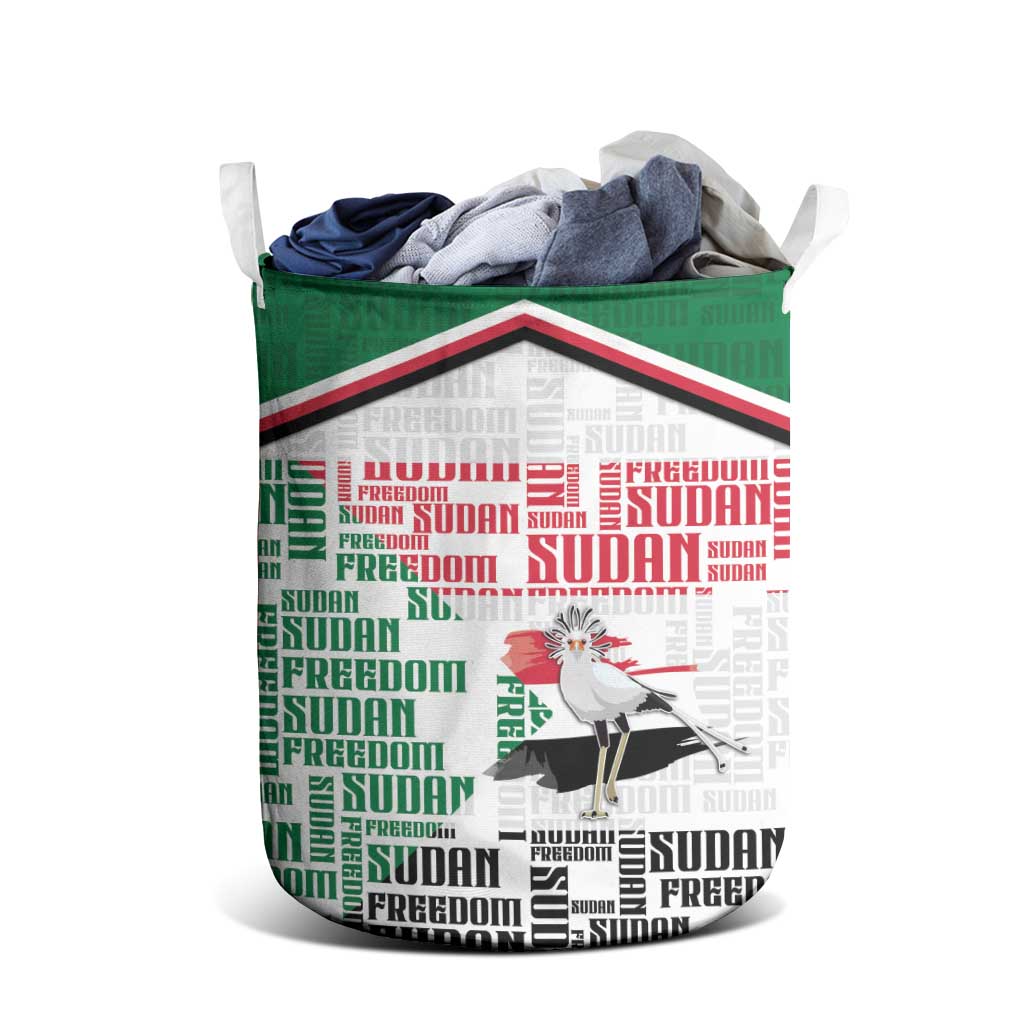 Sudan Laundry Basket Secretary Bird With Typography Patterns - African Pride