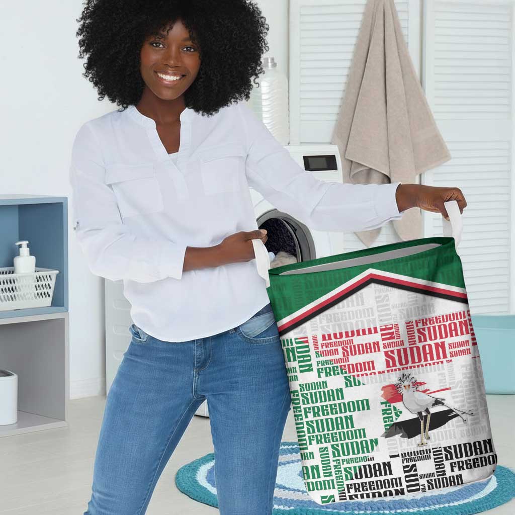 Sudan Laundry Basket Secretary Bird With Typography Patterns - African Pride