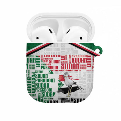 Sudan AirPods Case Secretary Bird With Typography Patterns - African Pride