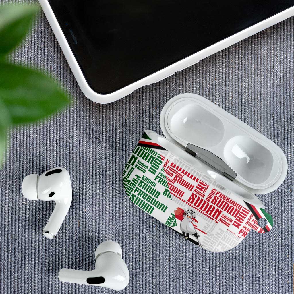 Sudan AirPods Case Secretary Bird With Typography Patterns - African Pride
