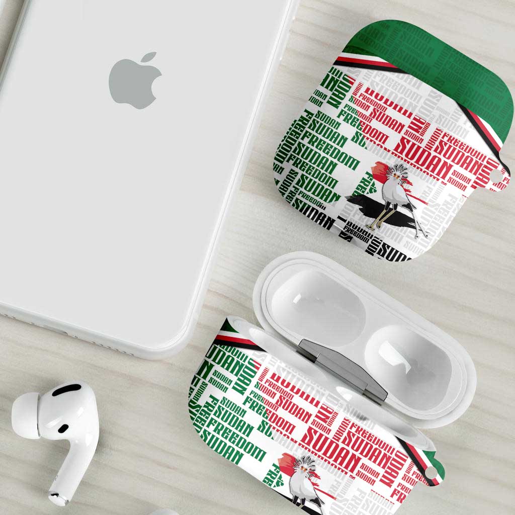 Sudan AirPods Case Secretary Bird With Typography Patterns - African Pride