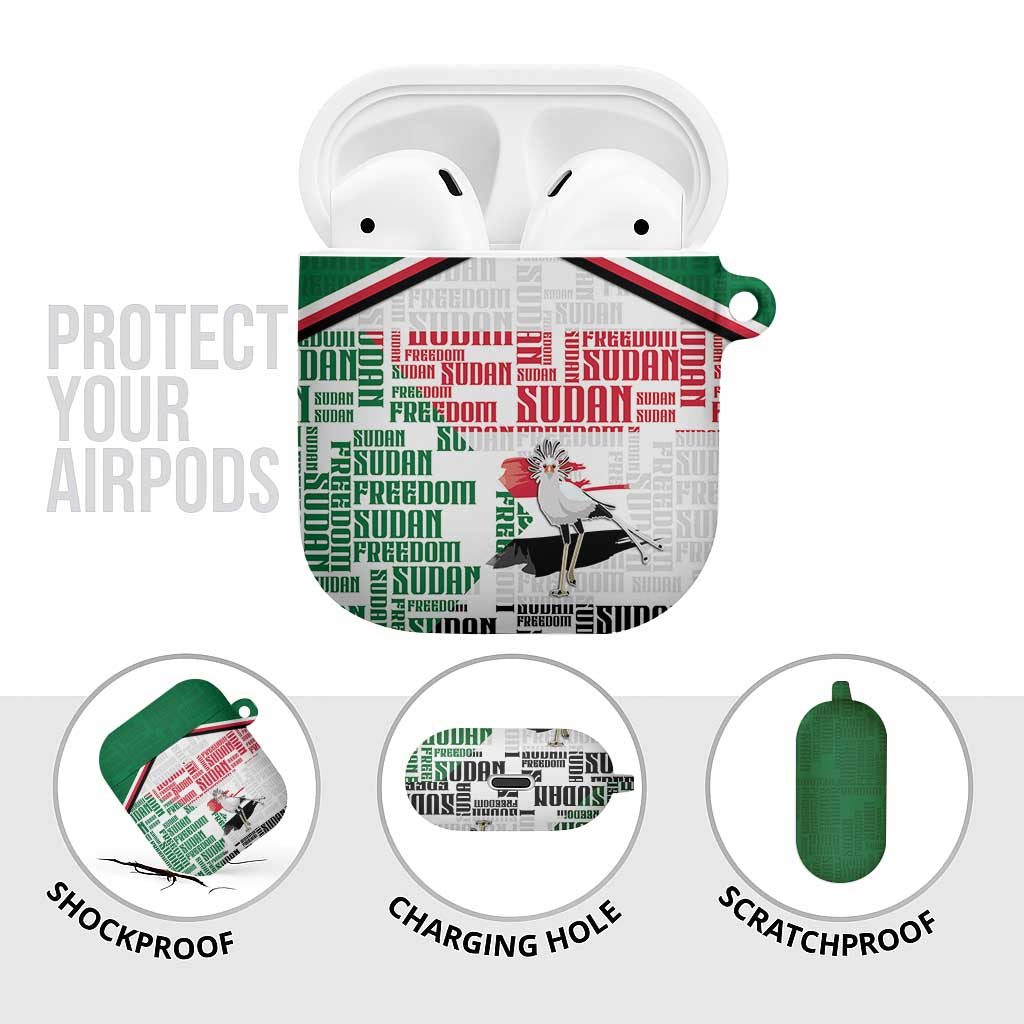 Sudan AirPods Case Secretary Bird With Typography Patterns - African Pride