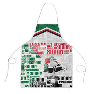 Sudan Apron Secretary Bird With Typography Patterns - African Pride
