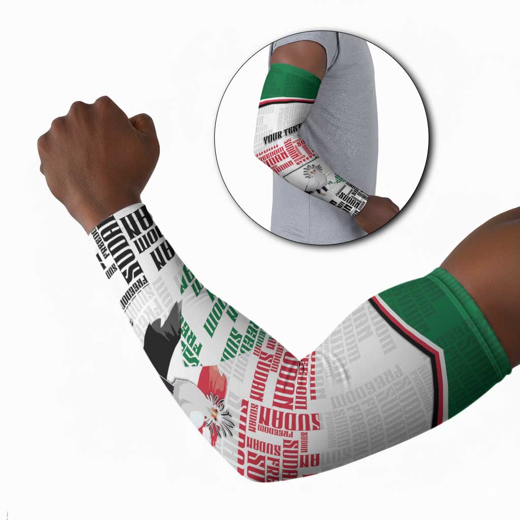 Personalized Sudan Arm Sleeves Secretary Bird With Typography Patterns - African Pride