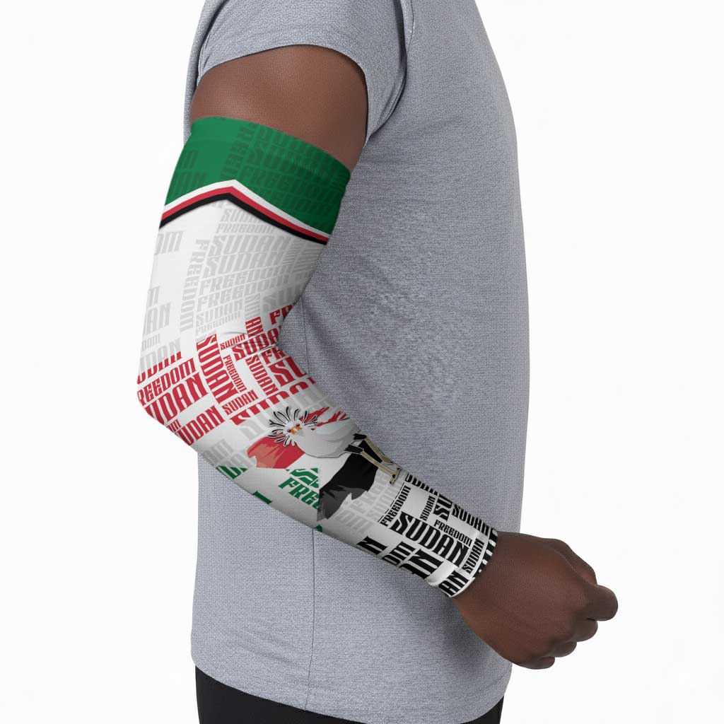 Personalized Sudan Arm Sleeves Secretary Bird With Typography Patterns - African Pride