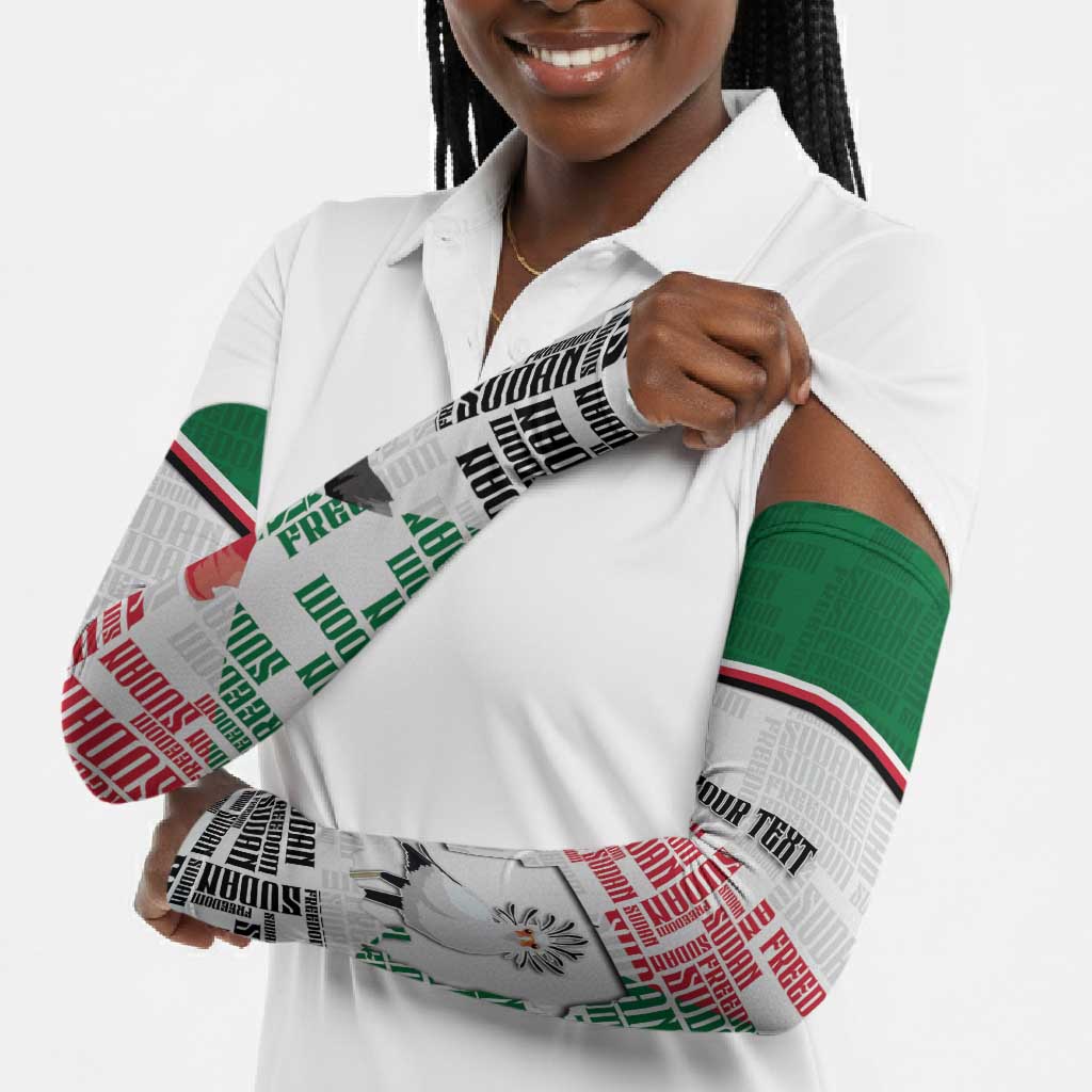 Personalized Sudan Arm Sleeves Secretary Bird With Typography Patterns - African Pride