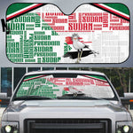 Sudan Auto Sun Shade Secretary Bird With Typography Patterns - African Pride
