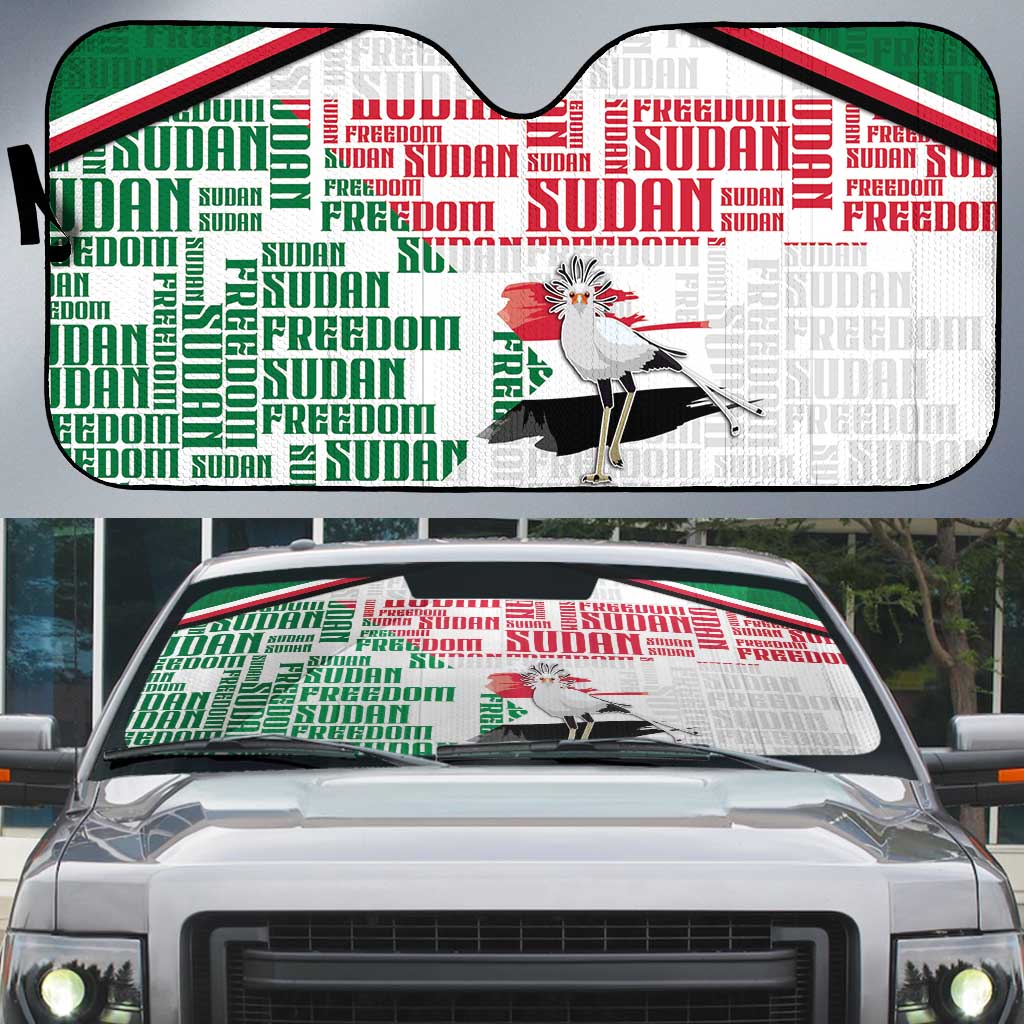 Sudan Auto Sun Shade Secretary Bird With Typography Patterns - African Pride