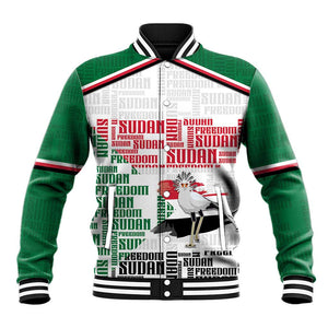 Personalized Sudan Baseball Jacket Secretary Bird With Typography Patterns - African Pride