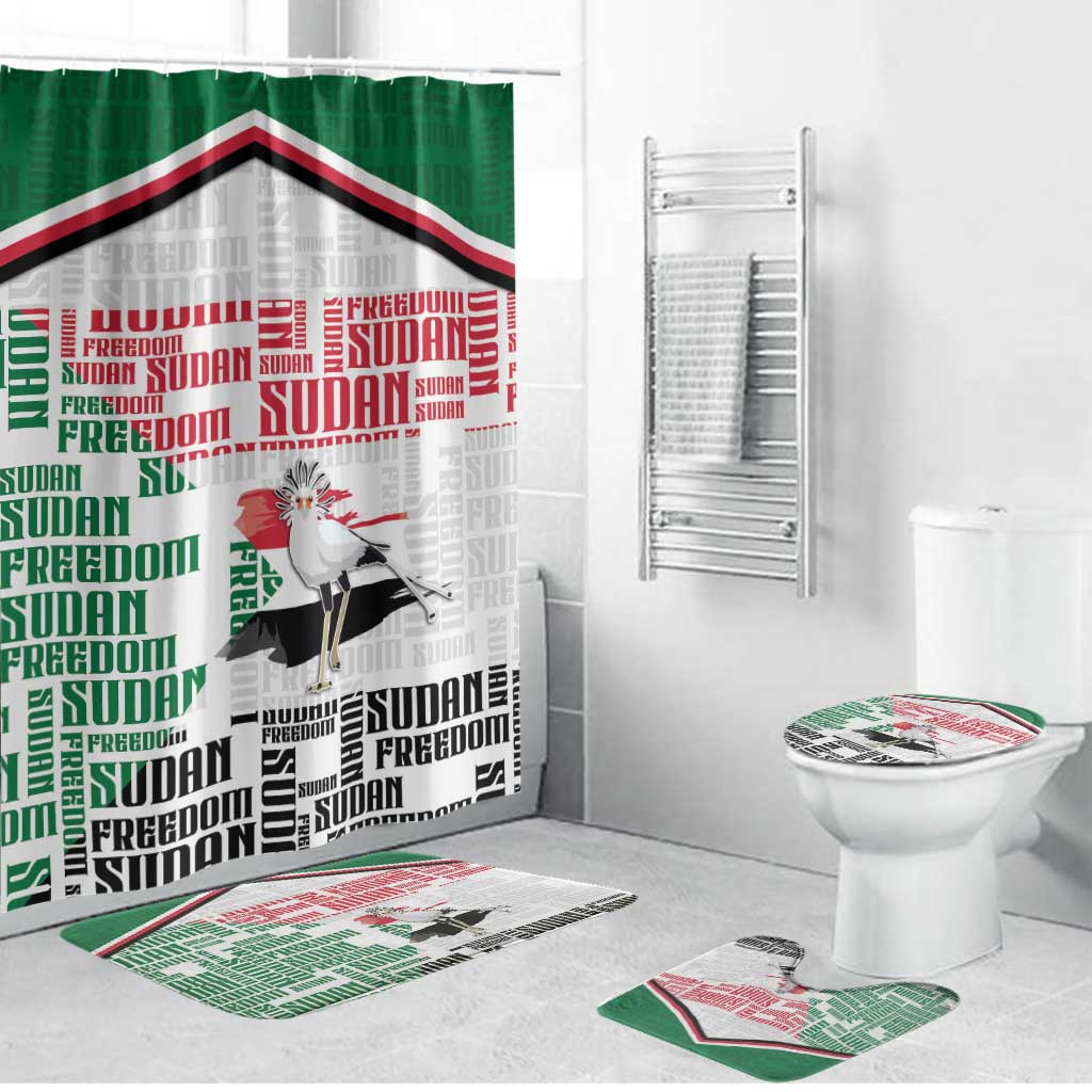 Sudan Bathroom Set Secretary Bird With Typography Patterns - African Pride
