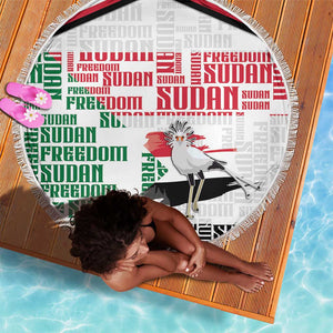 Sudan Beach Blanket Secretary Bird With Typography Patterns - African Pride
