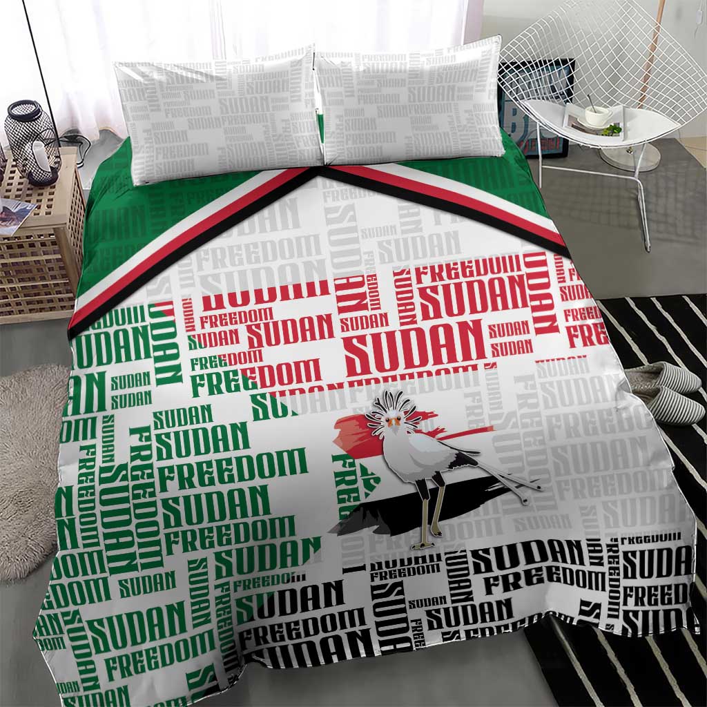 Sudan Bedding Set Secretary Bird With Typography Patterns - African Pride
