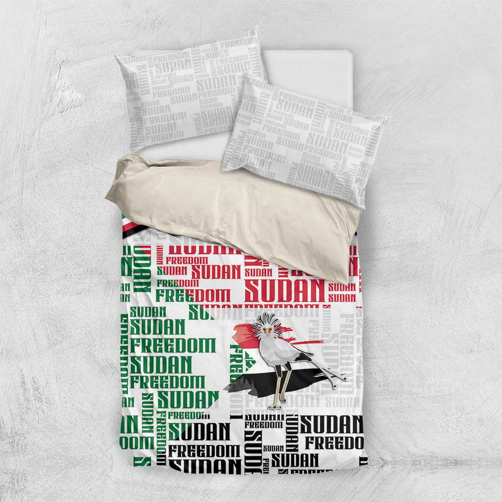 Sudan Bedding Set Secretary Bird With Typography Patterns - African Pride