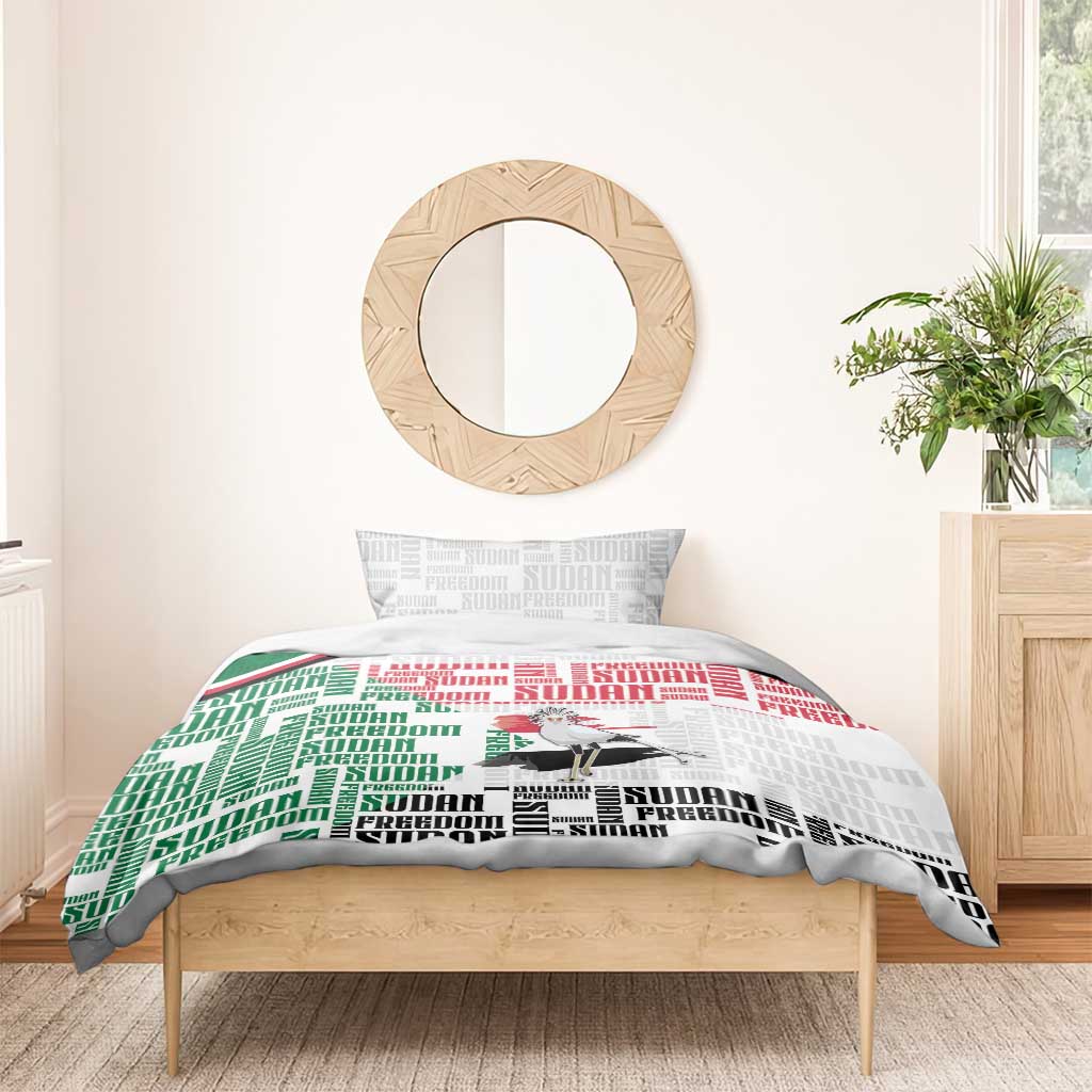 Sudan Bedding Set Secretary Bird With Typography Patterns - African Pride